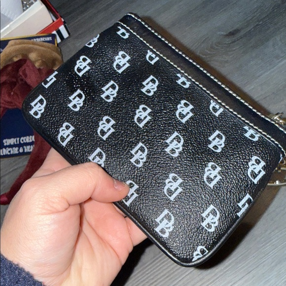 Dooney & Bourke Black and White Logo Wristlet - Picture 2 of 3